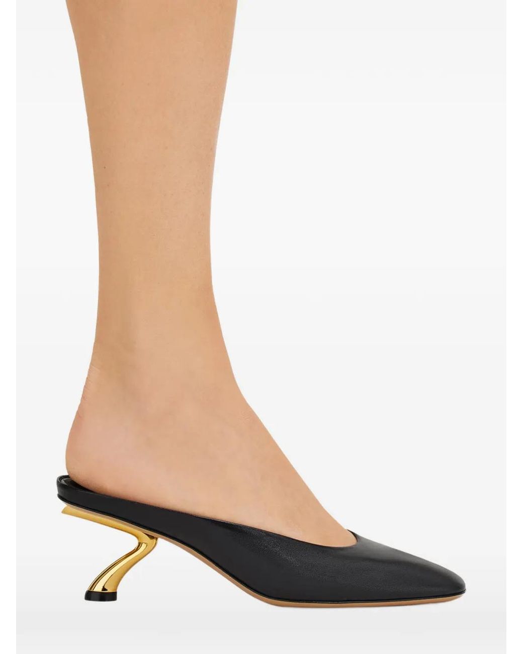 Ferragamo Black S-Shaped Heels Mules