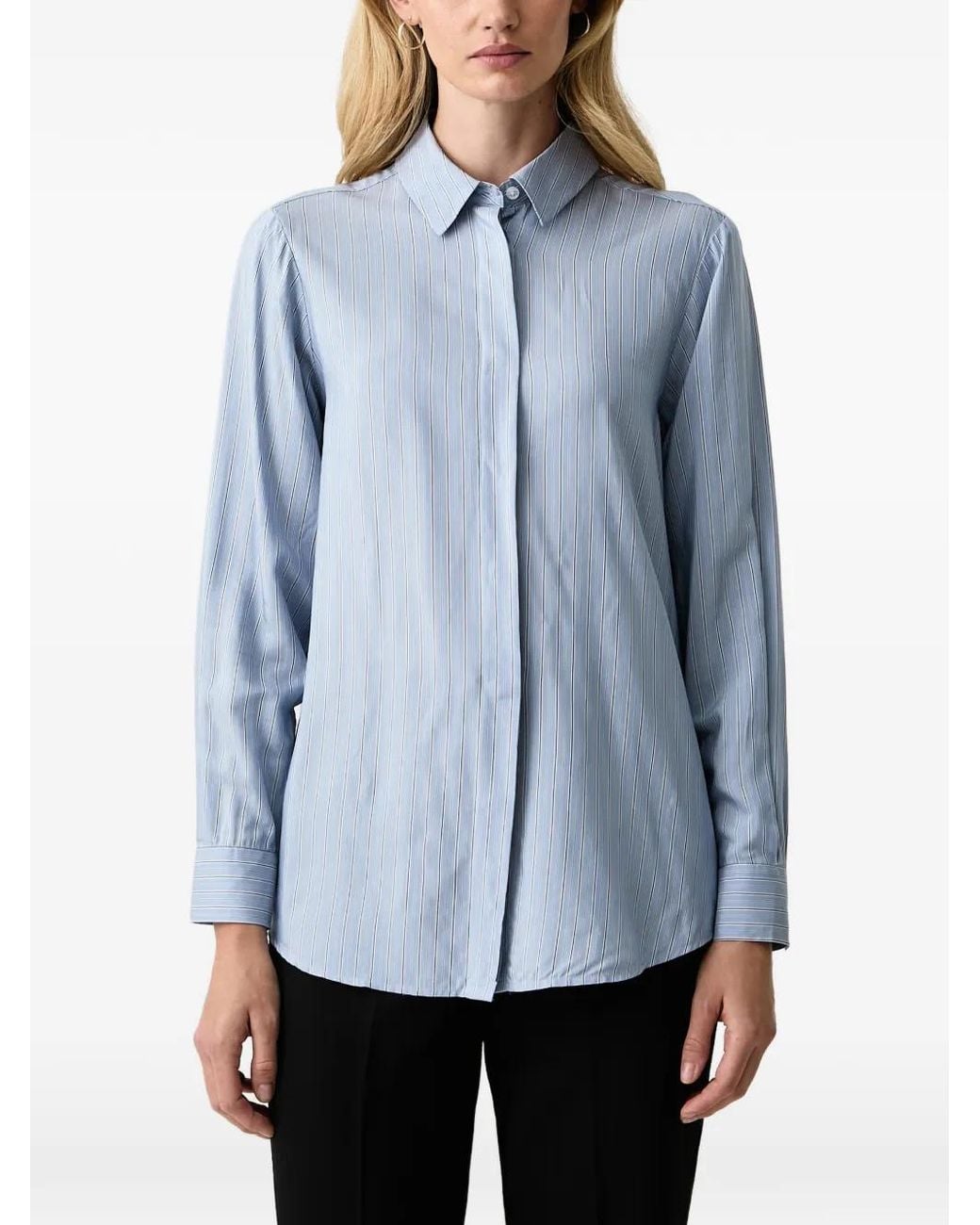 Silvian Heach Blue Vertical-Stripe Shirt