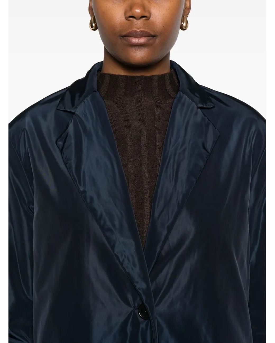 Aspesi Blue Single-Breasted Buttoned Coat
