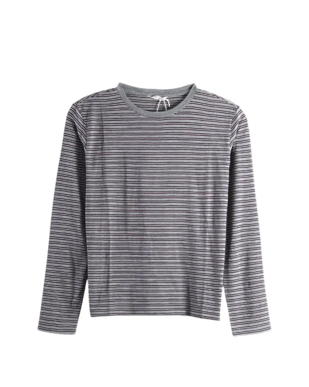 Auralee Gray T-Shirt En Laine À Rayures