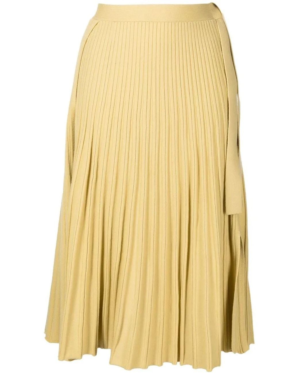 3.1 Phillip Lim Yellow Pleated Wool-Blend Midi Skirt