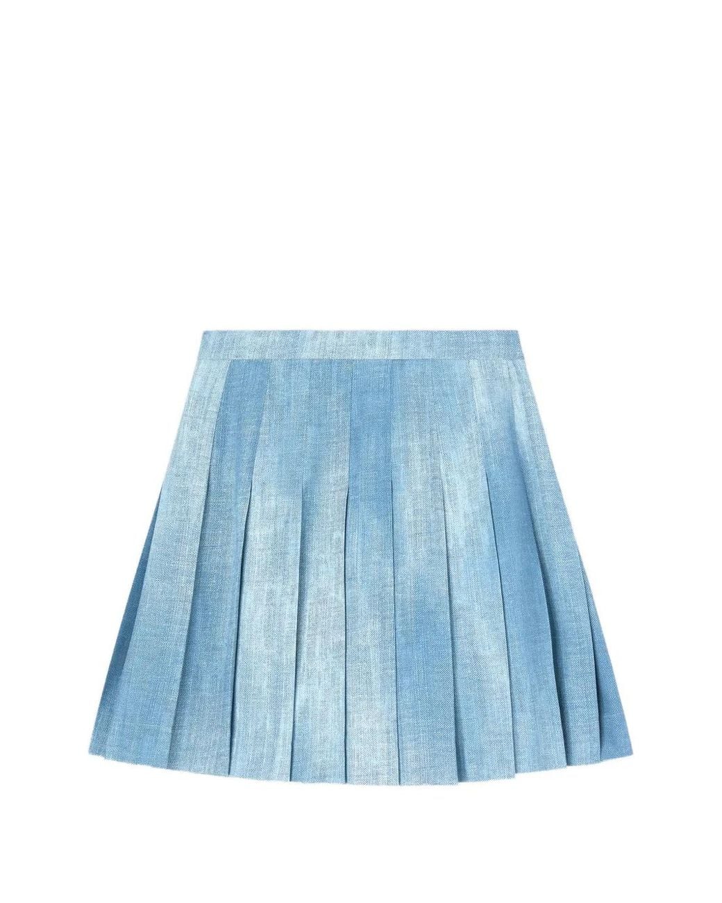 Ermanno Scervino Blue Pleated Marocain Mini Skirt