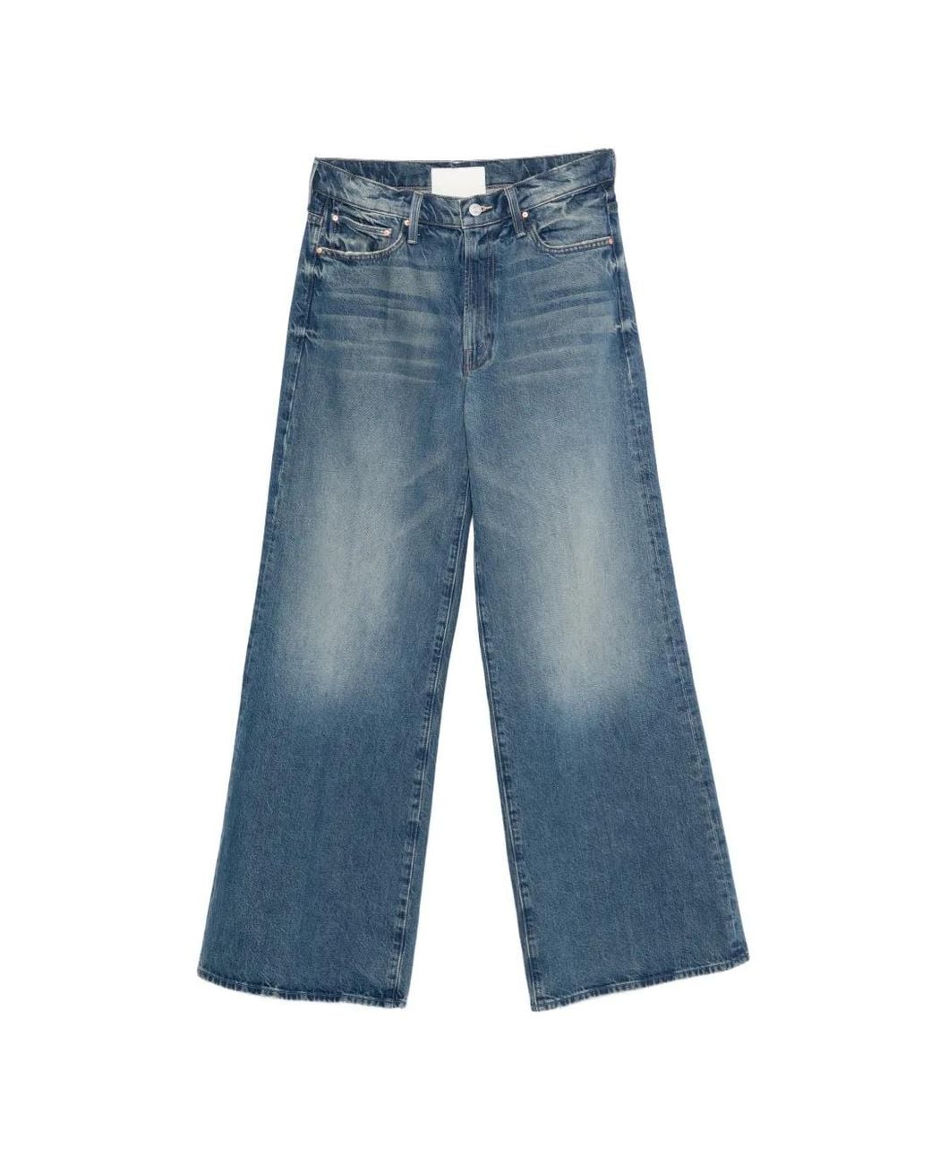 Mother Blue The Ditcher Roller Raw-Hem Jeans