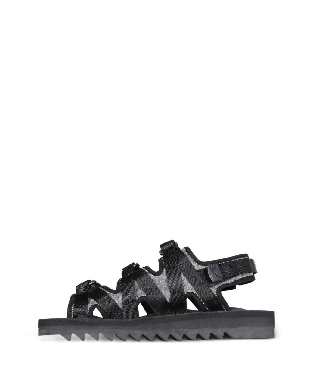 Suicoke Black Touch-Strap Flat Sandals
