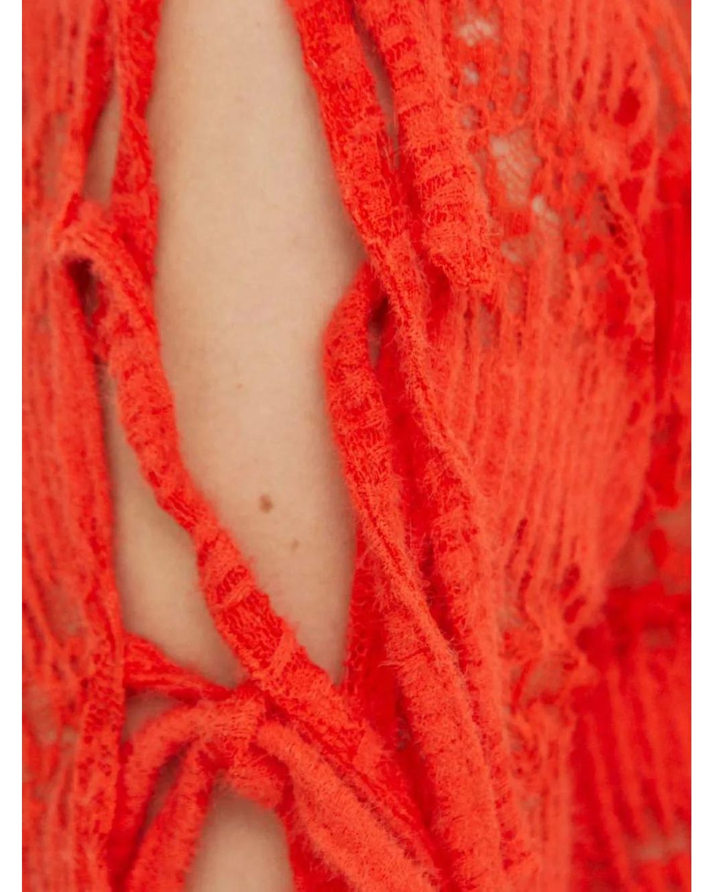 Won Hundred Red Tie-Detail Open-Knit Top