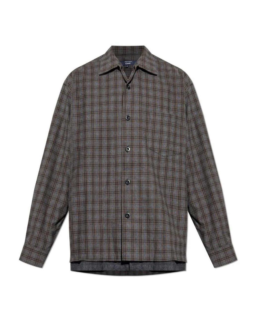 Comme des Garçons Gray Plaid-Pattern Shirt for men