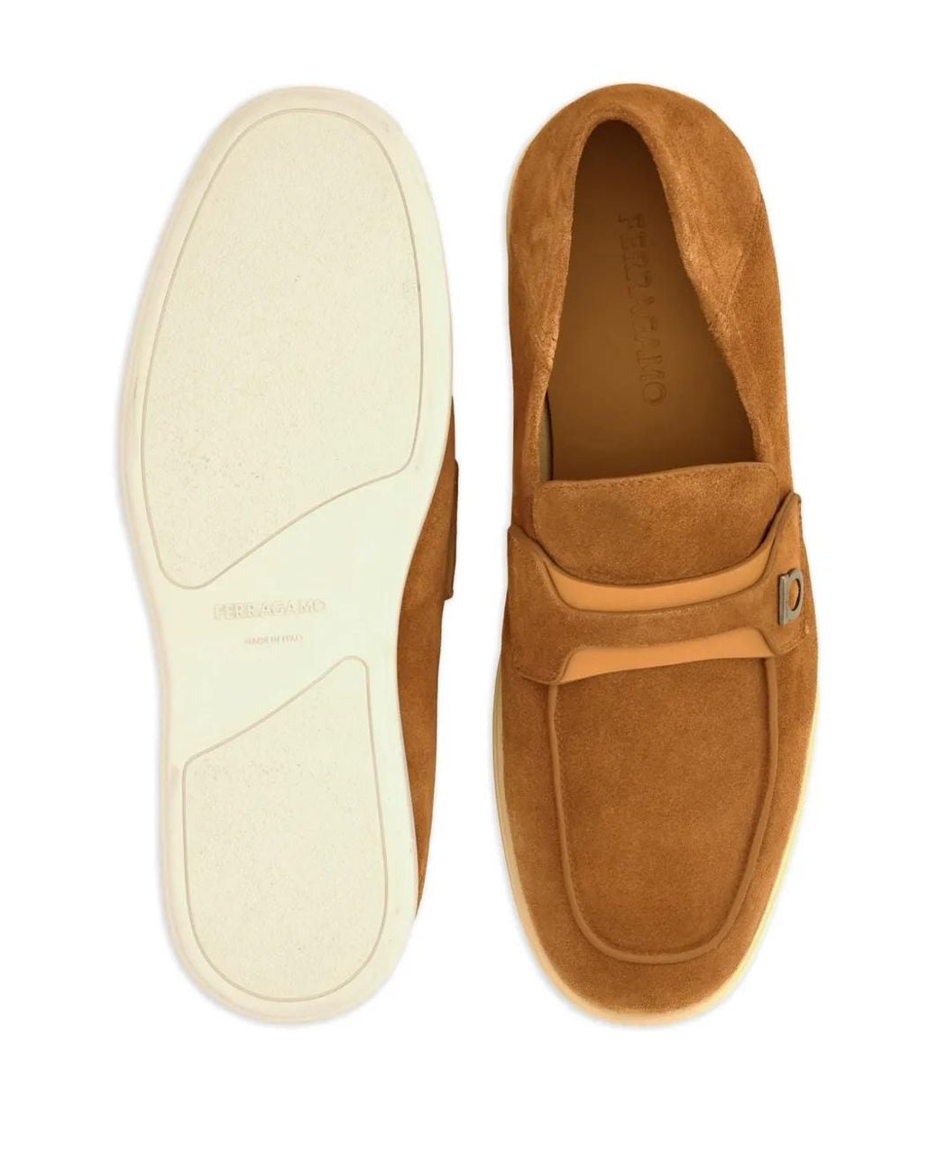 Ferragamo Brown Ferragamo Gancini-Buckle Leather Loafers for men