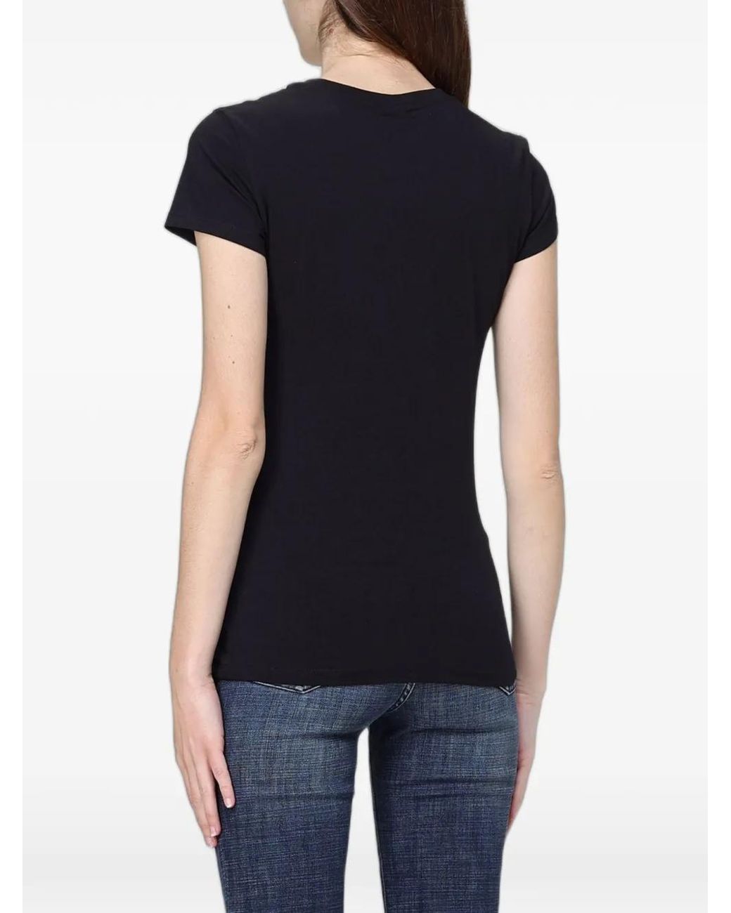 ARMANI EXCHANGE Black Rhinestone-Embellished T-Shirt