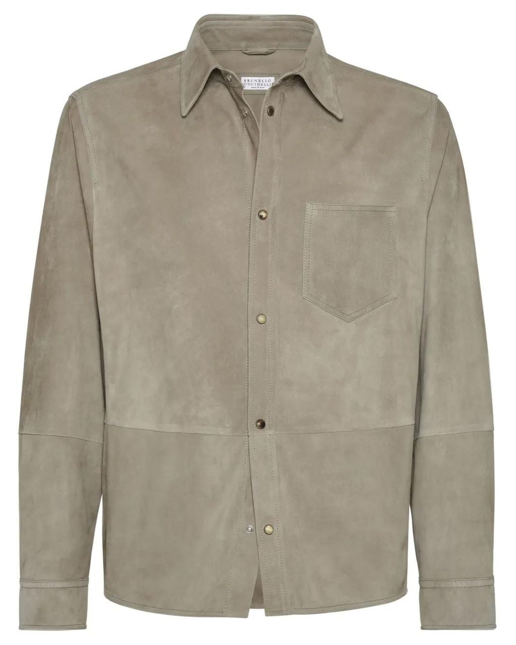 Brunello Cucinelli Gray Suede Shirt for men