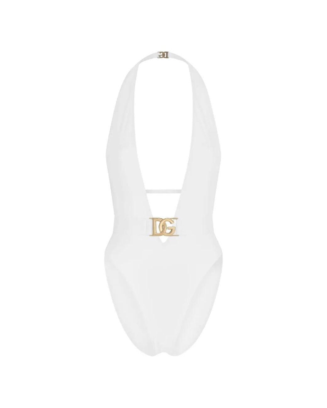 Dolce & Gabbana Badpak Met Watervalhals En Ceintuur in het White