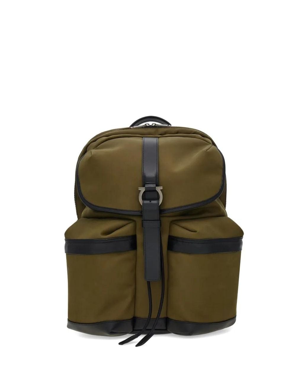 Ferragamo Green Canvas Backpack for men