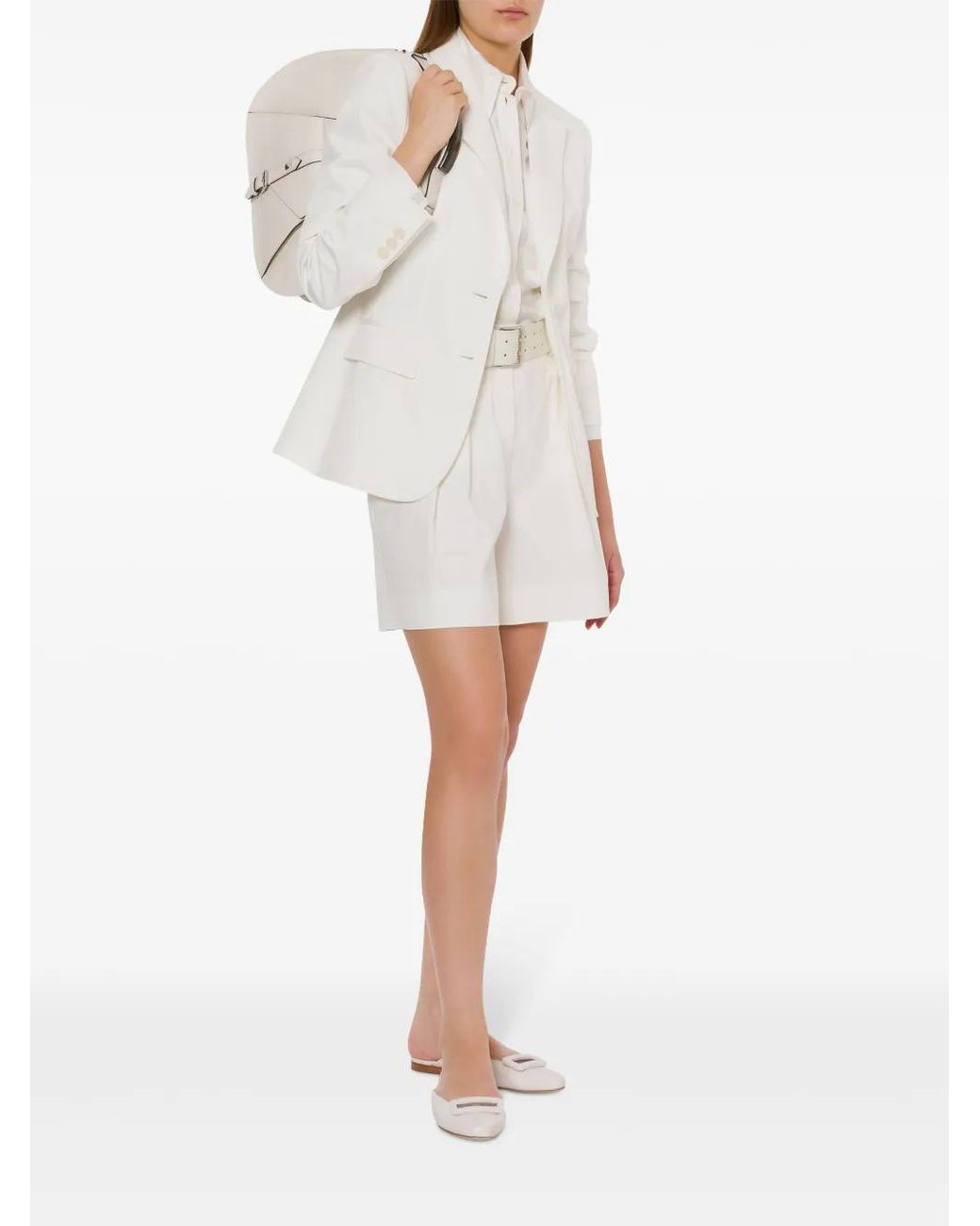 Alberta Ferretti White Single-Breasted Blazer