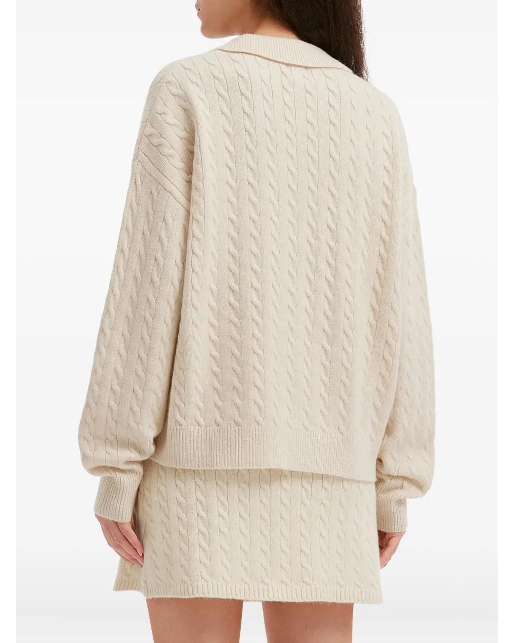 B+ AB White Cable-Knit Buttoned All
