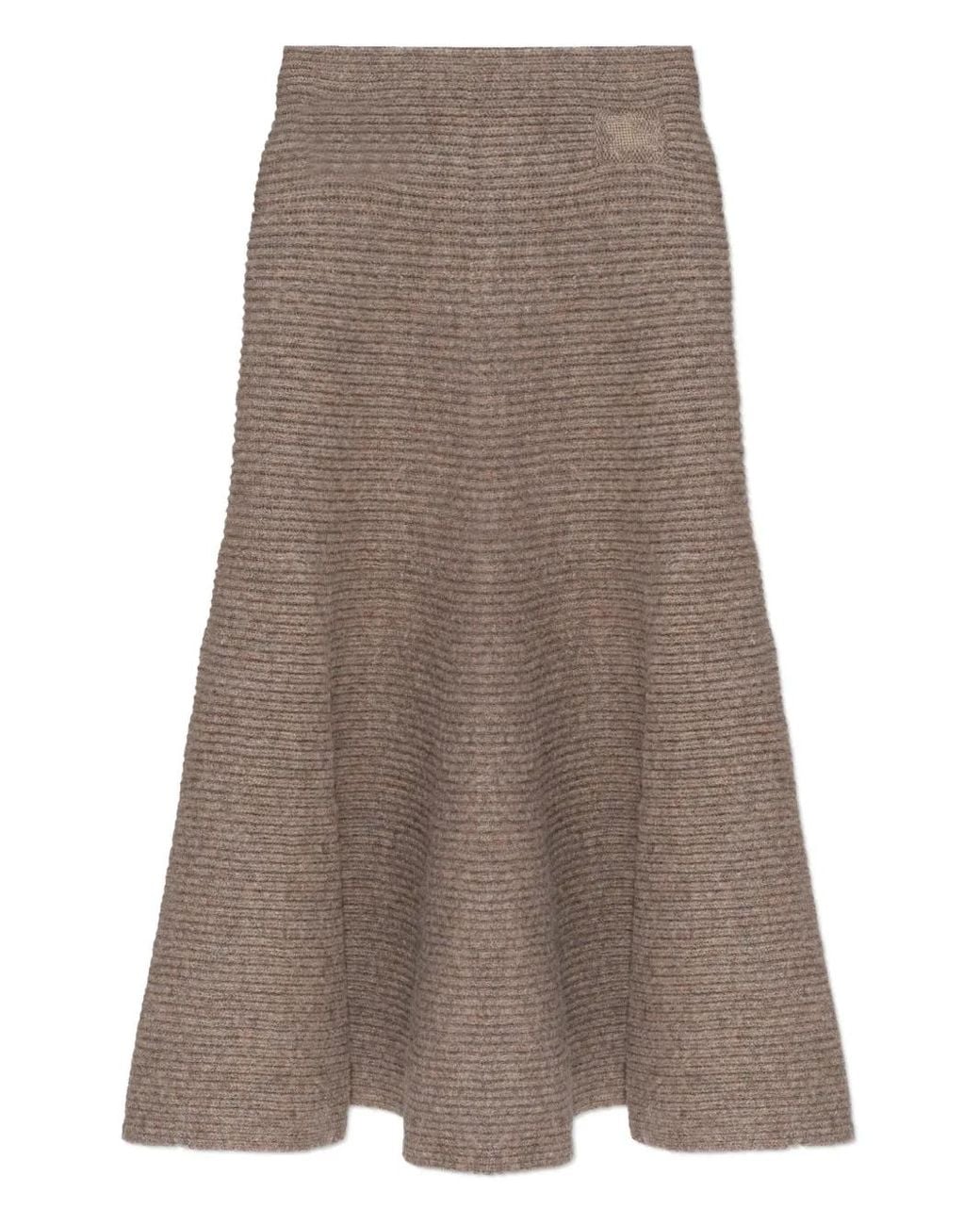 Burberry Brown Ribbed-Knit Flared Skirt
