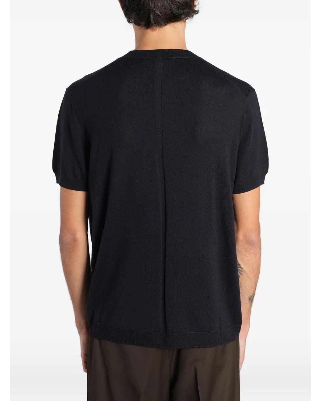 Low Brand Black Fine-Knit T-Shirt for men