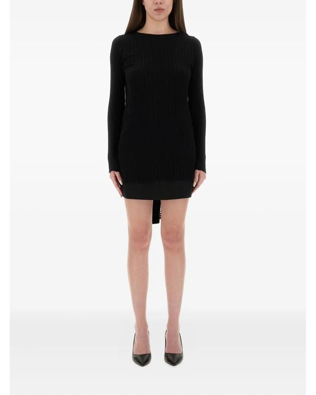 Moschino Black Ribbed Tie Kmini Dress
