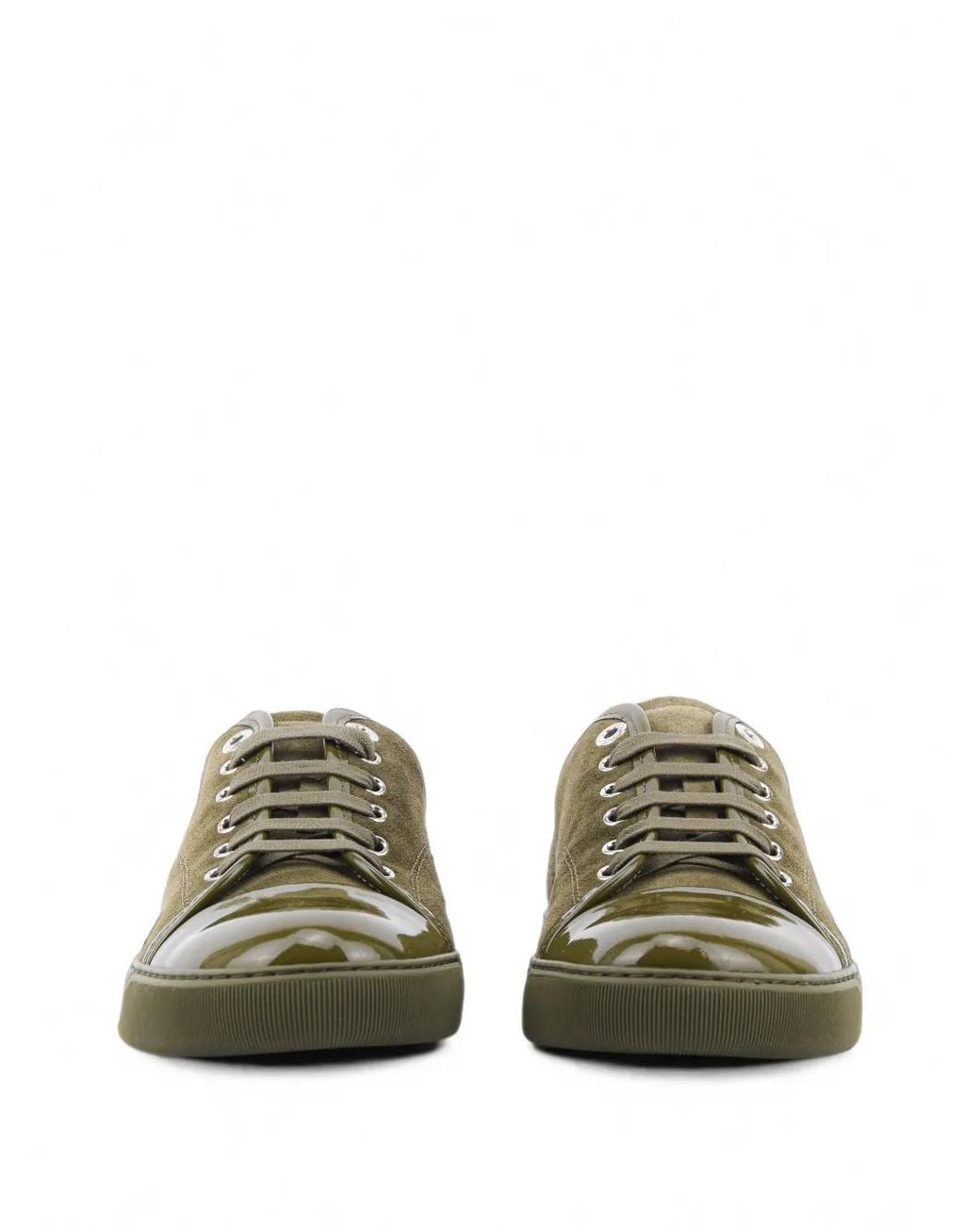 Lanvin Green Dbb1 Patent-Trimmed Sneakers for men