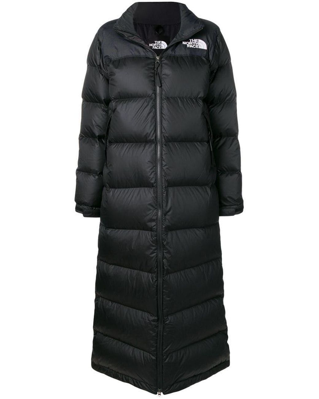 The North Face Long Pufer Coat in Black | Lyst