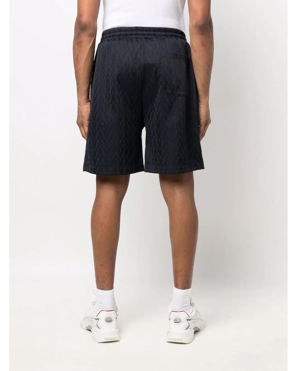 Valentino Garavani Blue Monogram Jersey Track Shorts for men