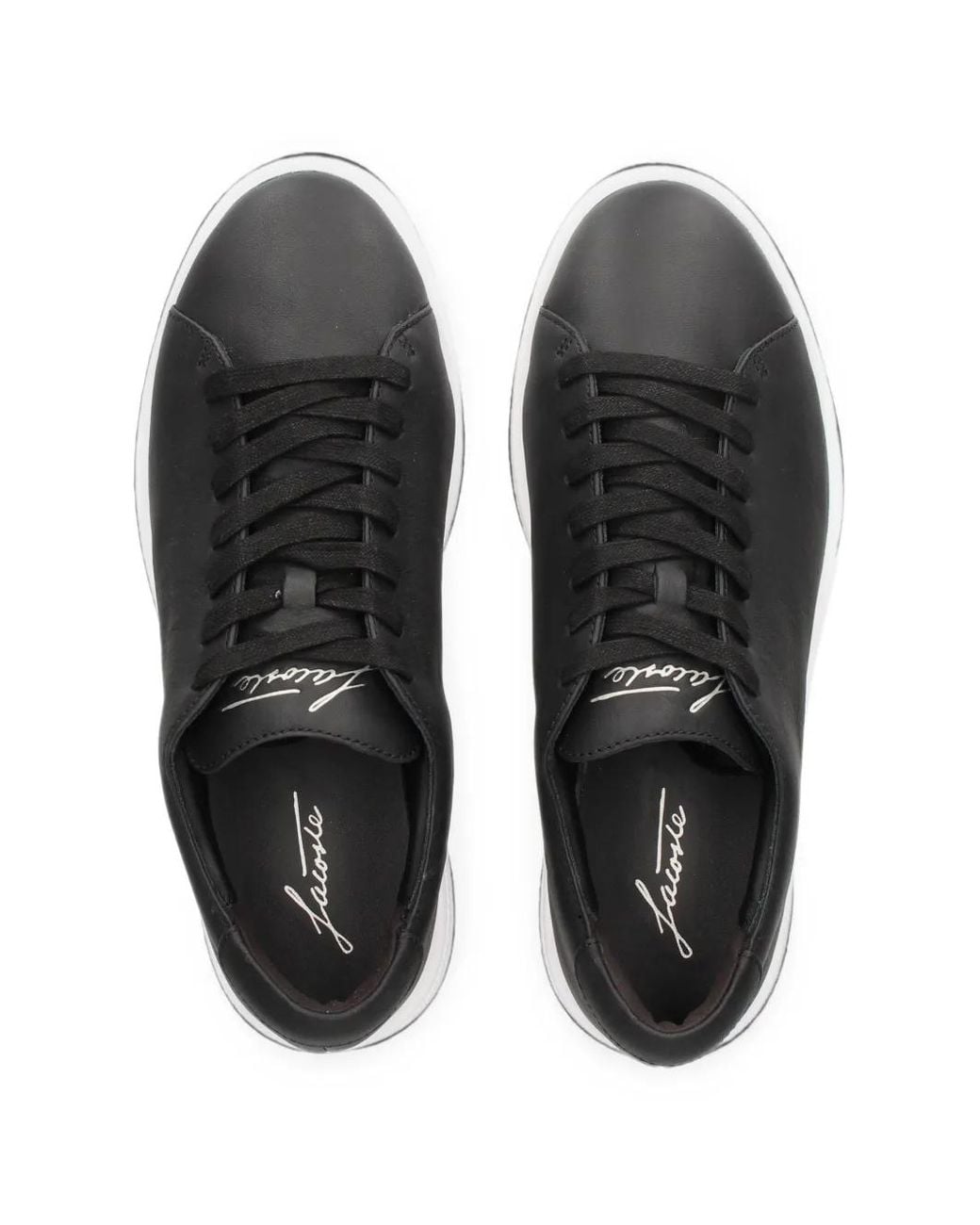 Lacoste Black Logo-Print Leather Sneakers for men