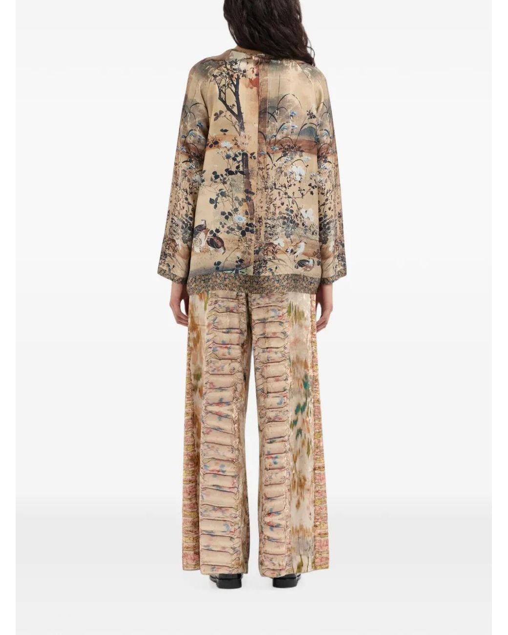 Pierre Louis Mascia Gray Aloe Landscape-Print Blouse