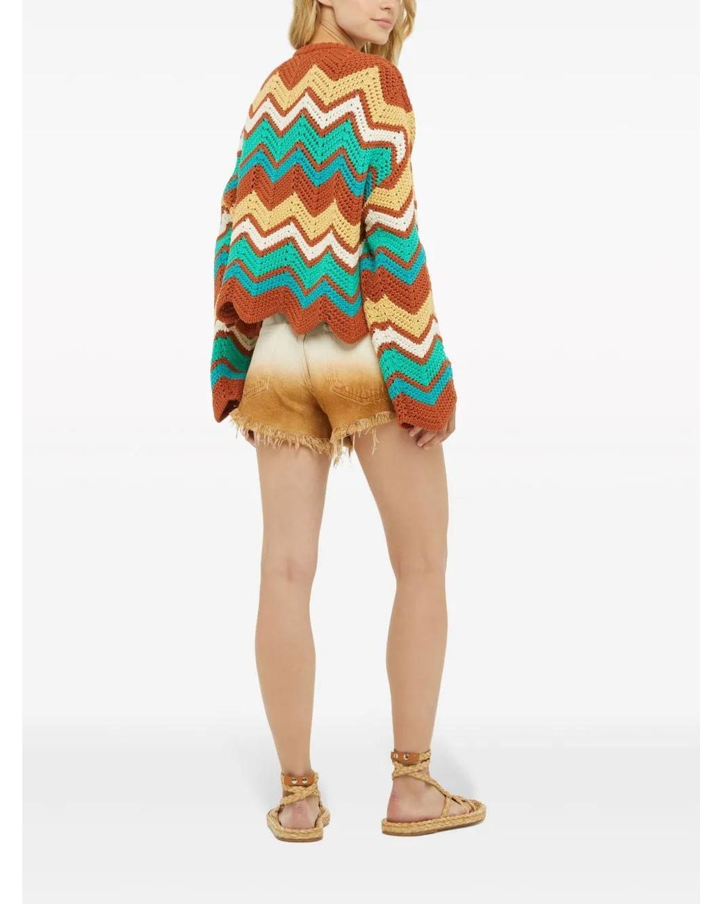 Alanui Blue Kaleidoscopic Chevron Knit Jumper