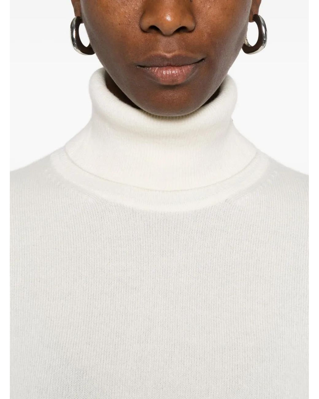 Bompard White Roll-Neck Cashmere Sweater