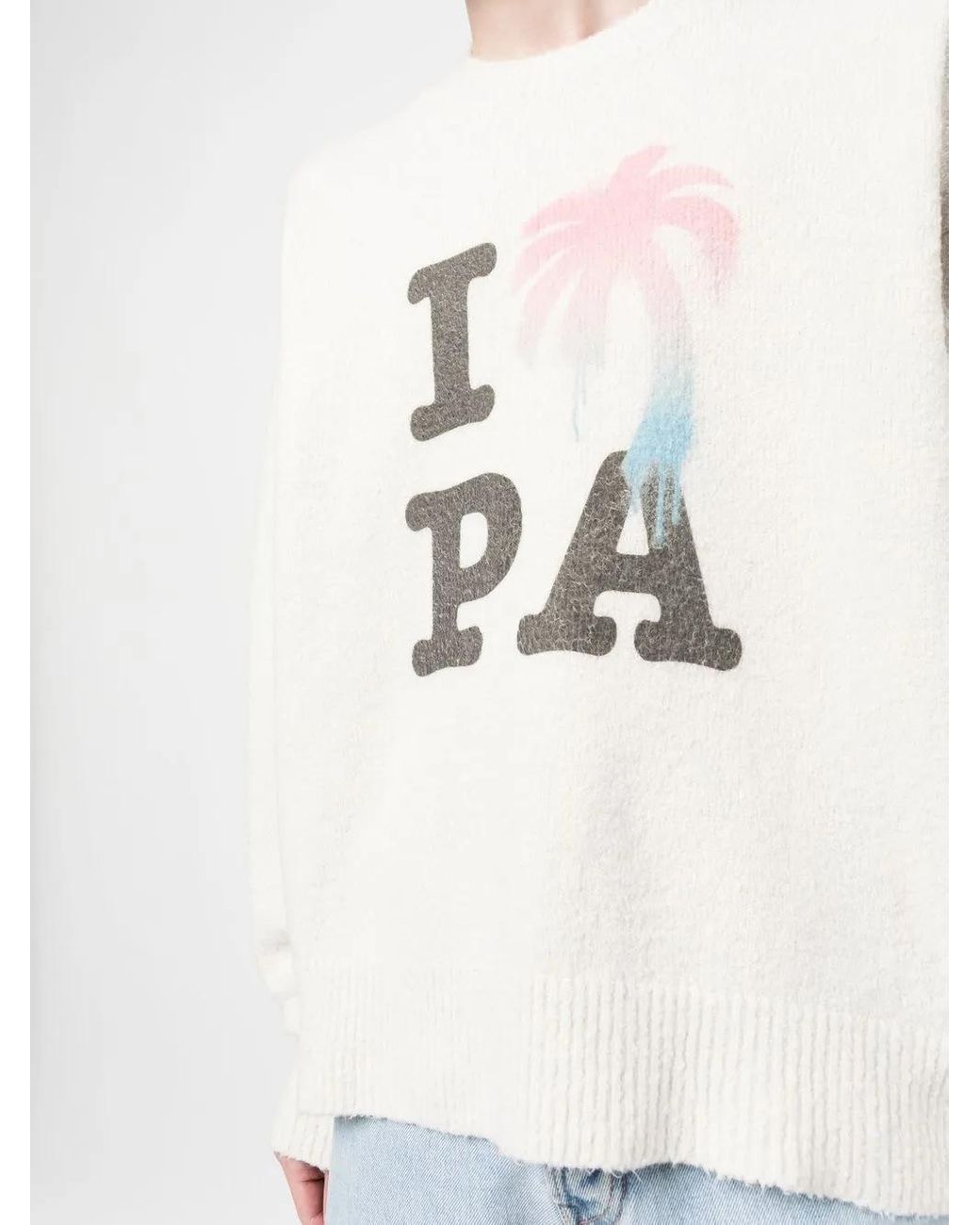 Palm Angels White I Love Pa Knitted Jumper for men
