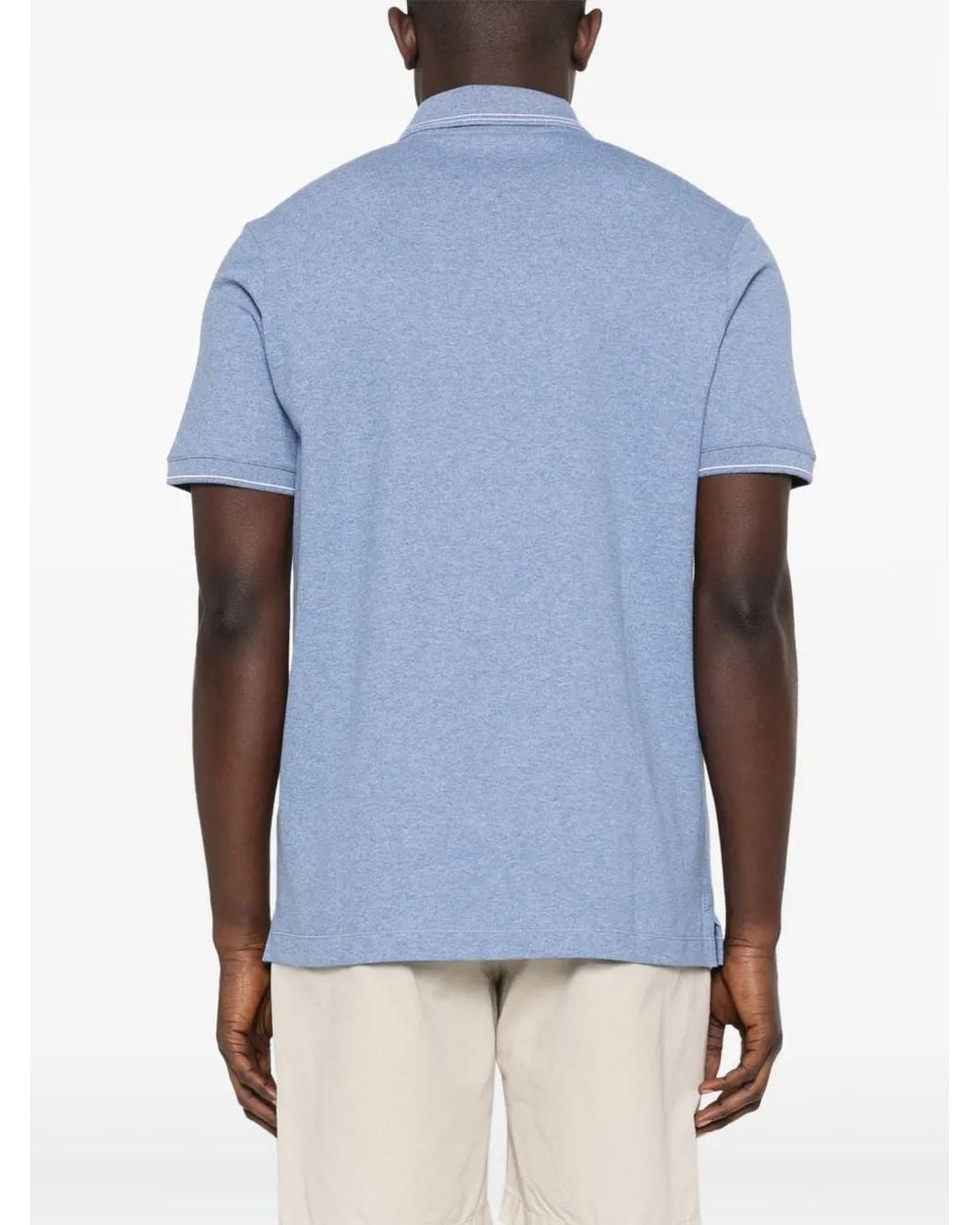 Paul & Shark Blue Short-Sleeve Cotton Polo Shirt for men
