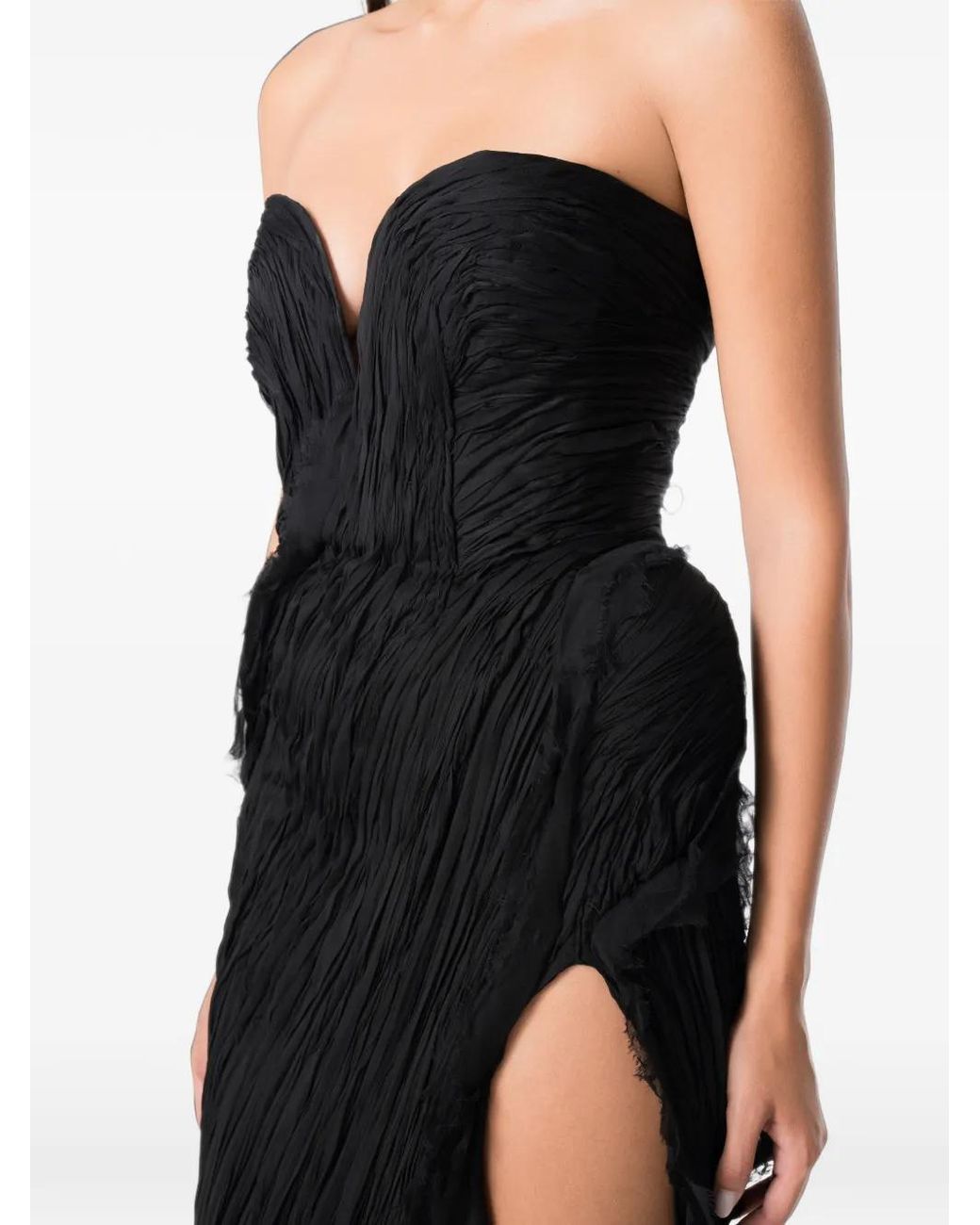 NORINA ST Black Zenya Plissé-Effect Strapless Maxi Dress