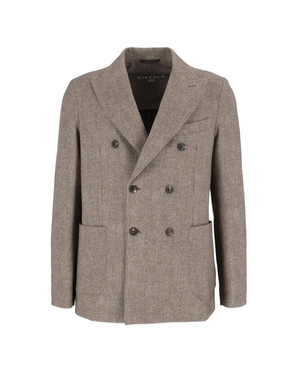 Circolo 1901 Gray Double-Breasted Patch-Pocket Jacket for men