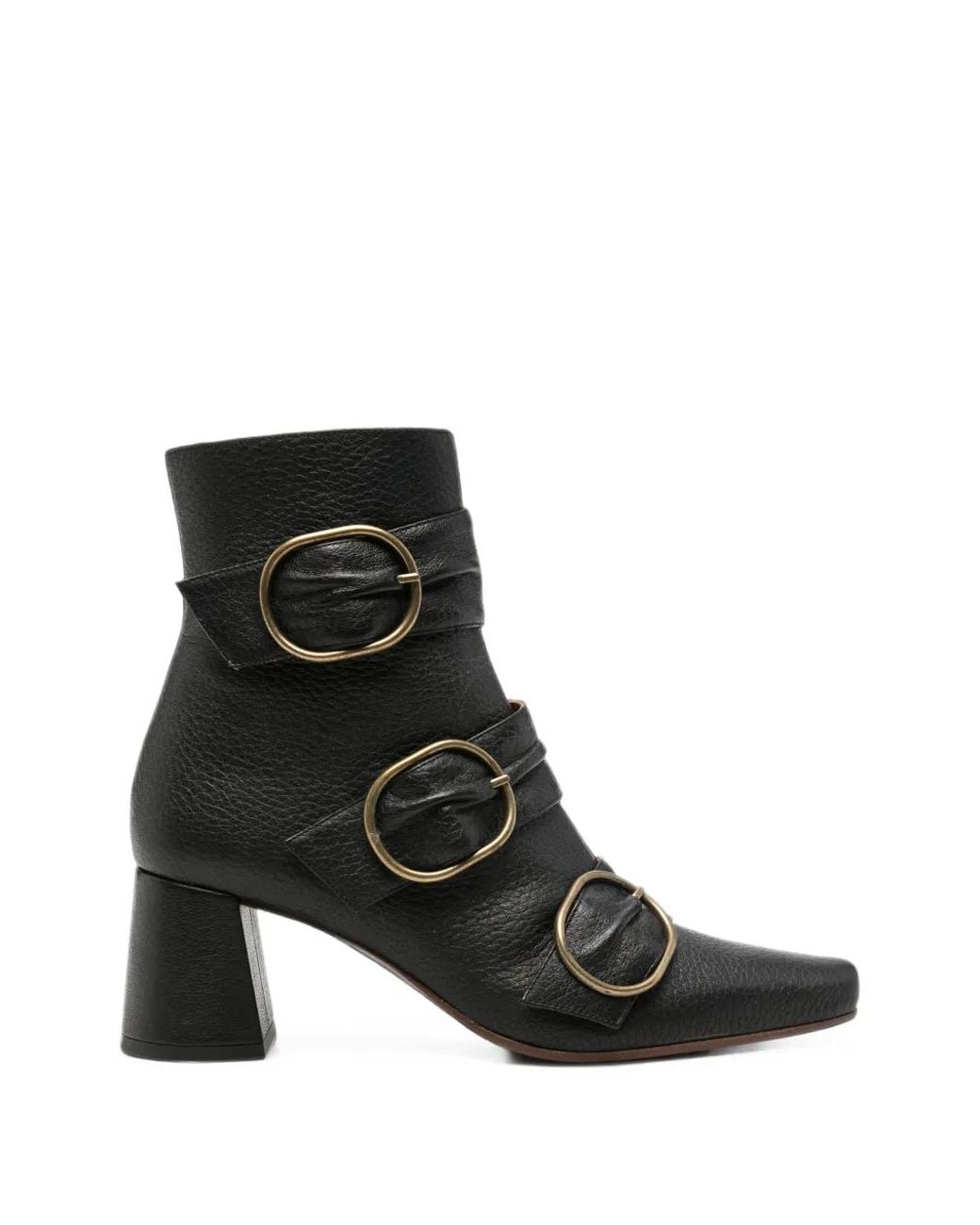 Chie Mihara Black Triple Buckle-Strap Ankle Boots