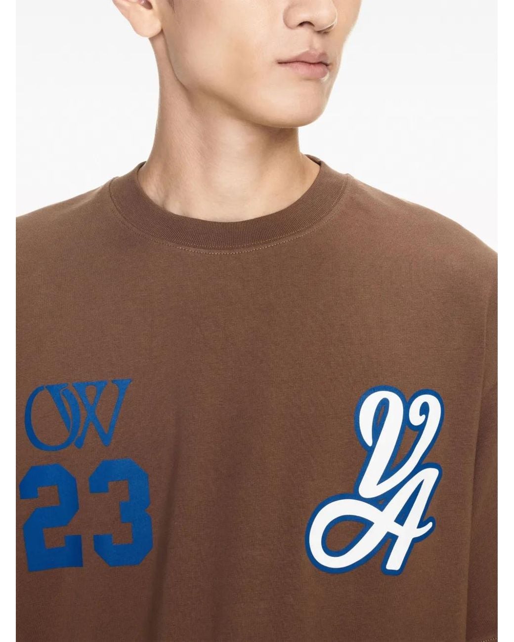 Off-White c/o Virgil Abloh Brown 23 Varsity Skate Cotton T-shirt for men
