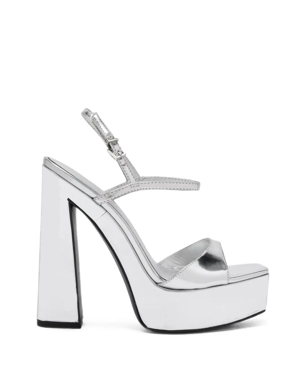 SCHUTZ SHOES White Metallic Platform Sandals
