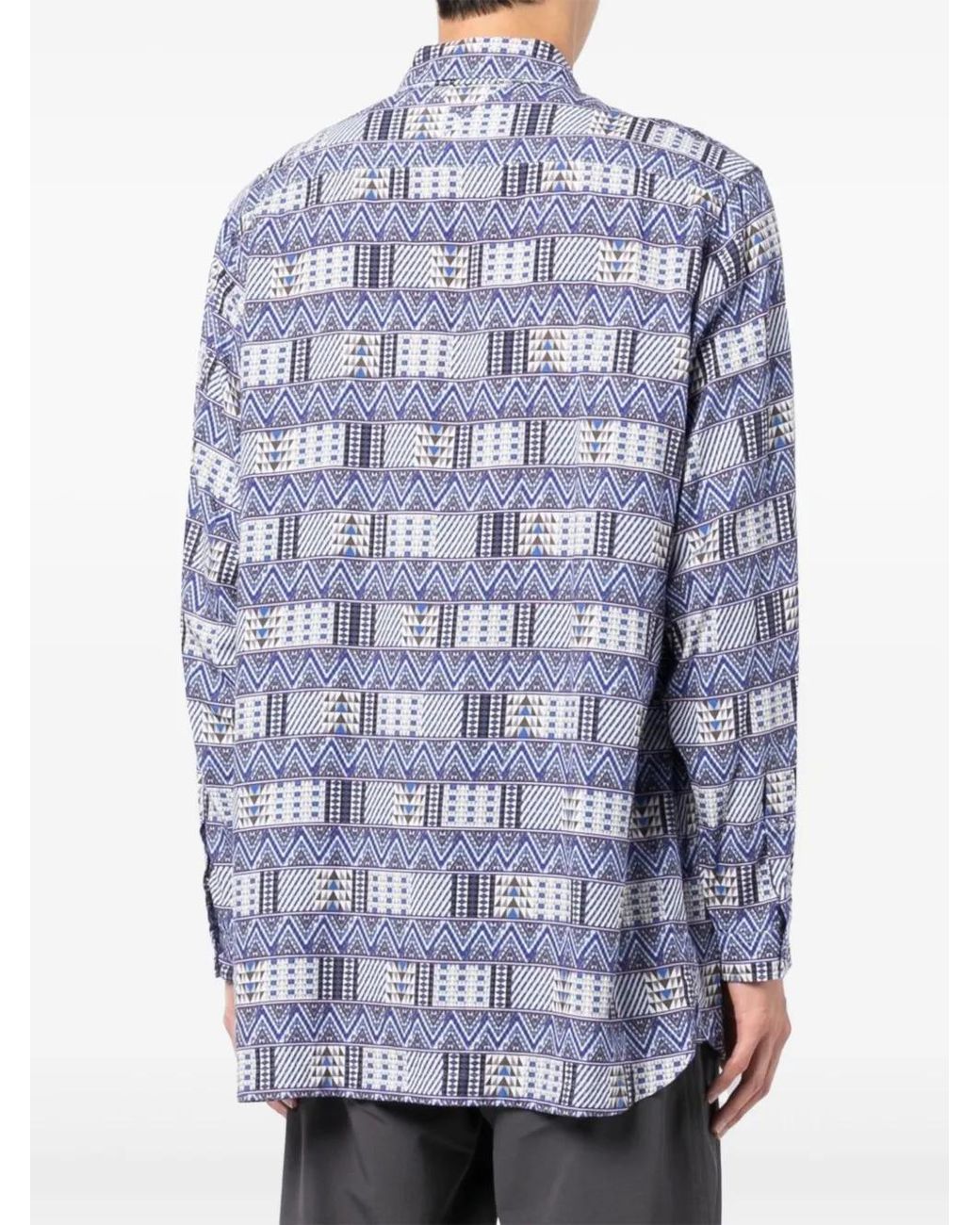 White Mountaineering Blue Patterned Shirt for men