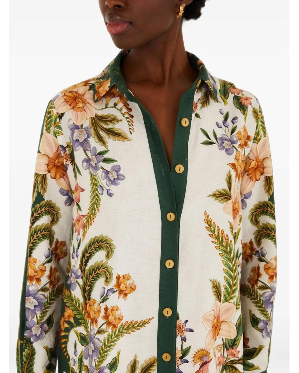 Farm Rio Green Nature Collared Buttoned Shirt