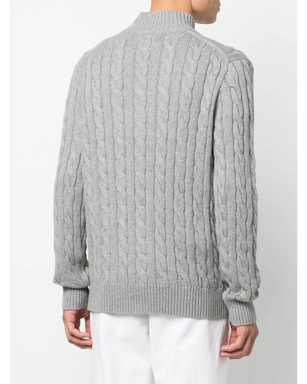 Polo Ralph Lauren Gray Cable-Knit Quarter-Zip Jumper for men