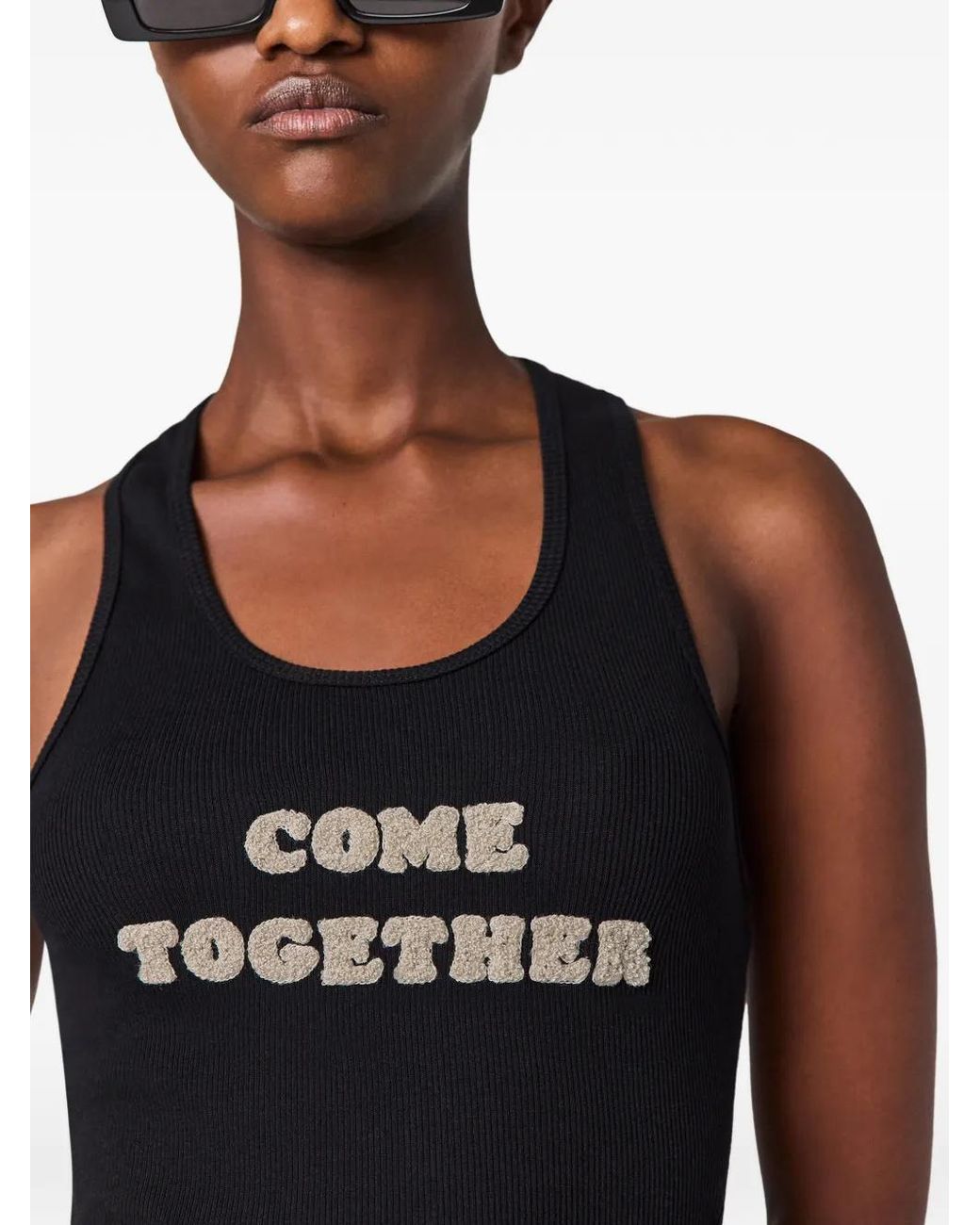 Stella McCartney Black Come Together Lettering Ribbed Tank Top