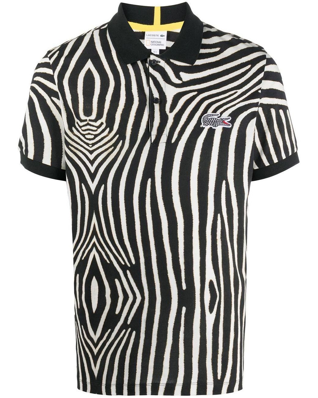 Lacoste Zebra Print Polo Shirt in Black for Men | Lyst