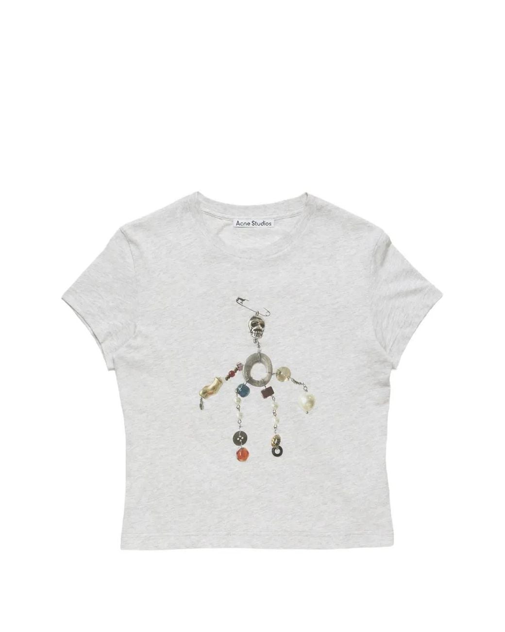 Acne White Fitted Graphic T-Shirt for men