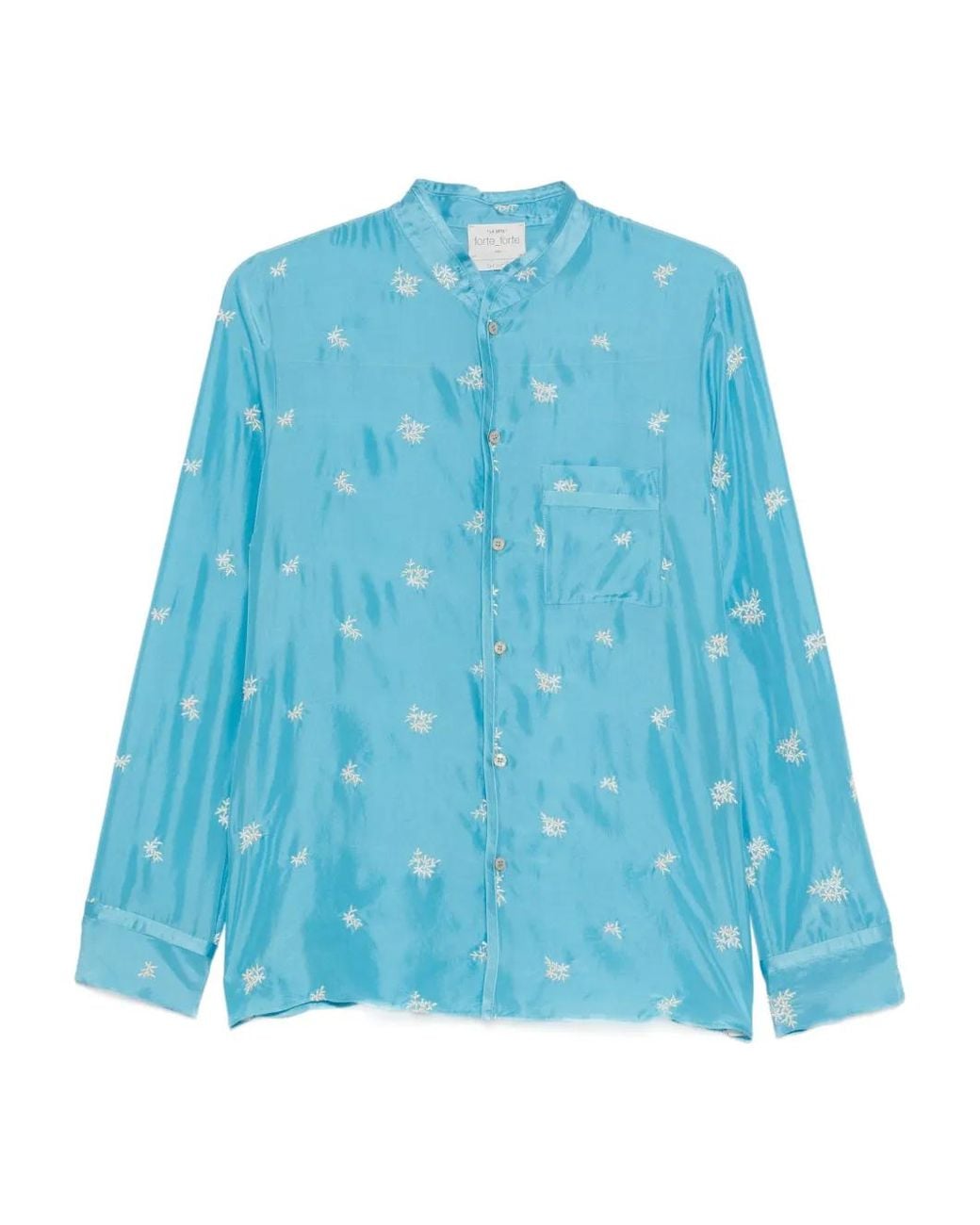 Forte_forte Blue Floral Chest-Pocket Shirt