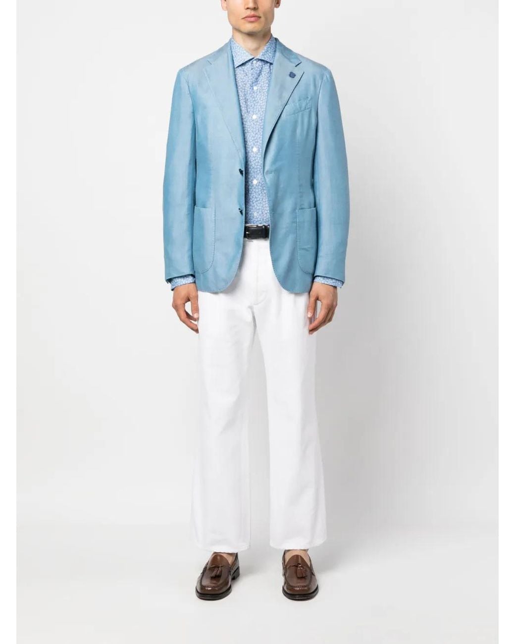 Lardini Blue Single-Breasted Blazer for men