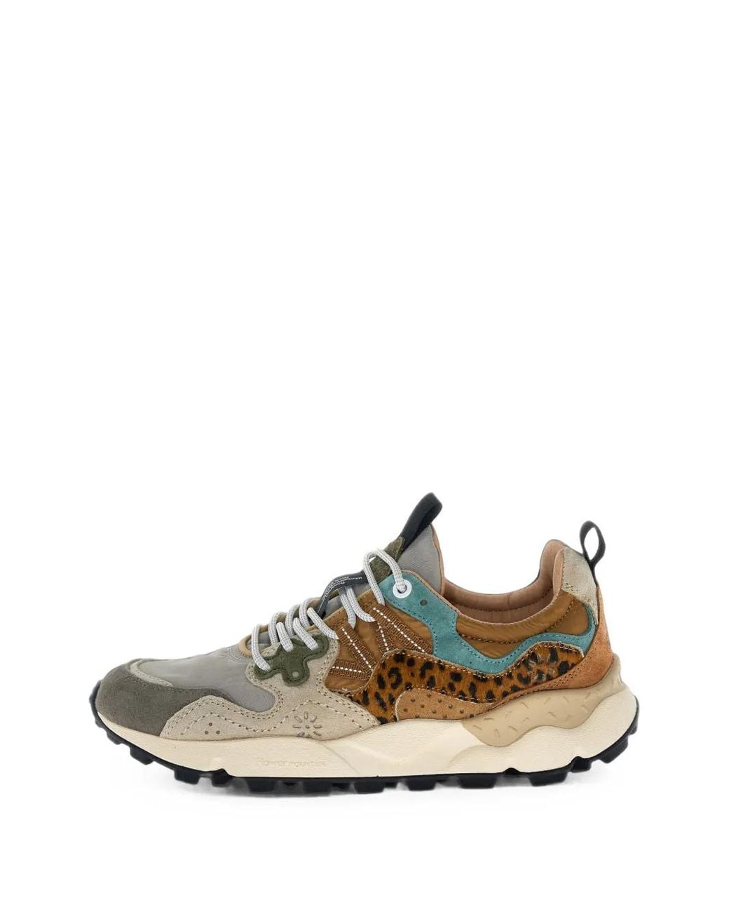 Flower Mountain Natural Leopard-Print Panelled Sneakers