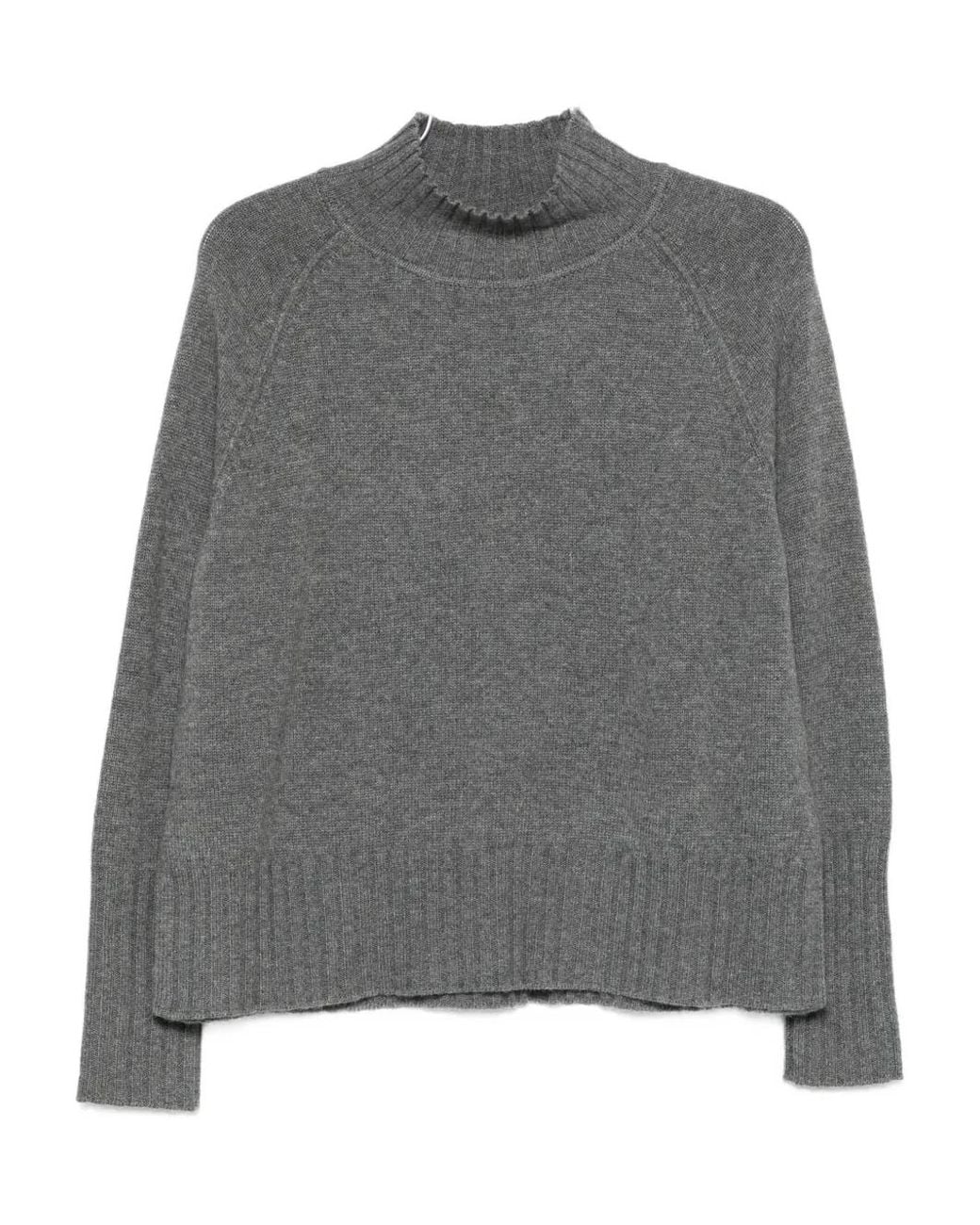 Be You Gray High-Neck Cashmere Sweater