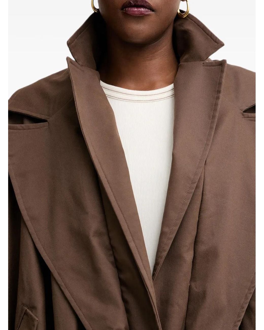 Haveone Brown Cut-Out Notched-Lapels Jacket