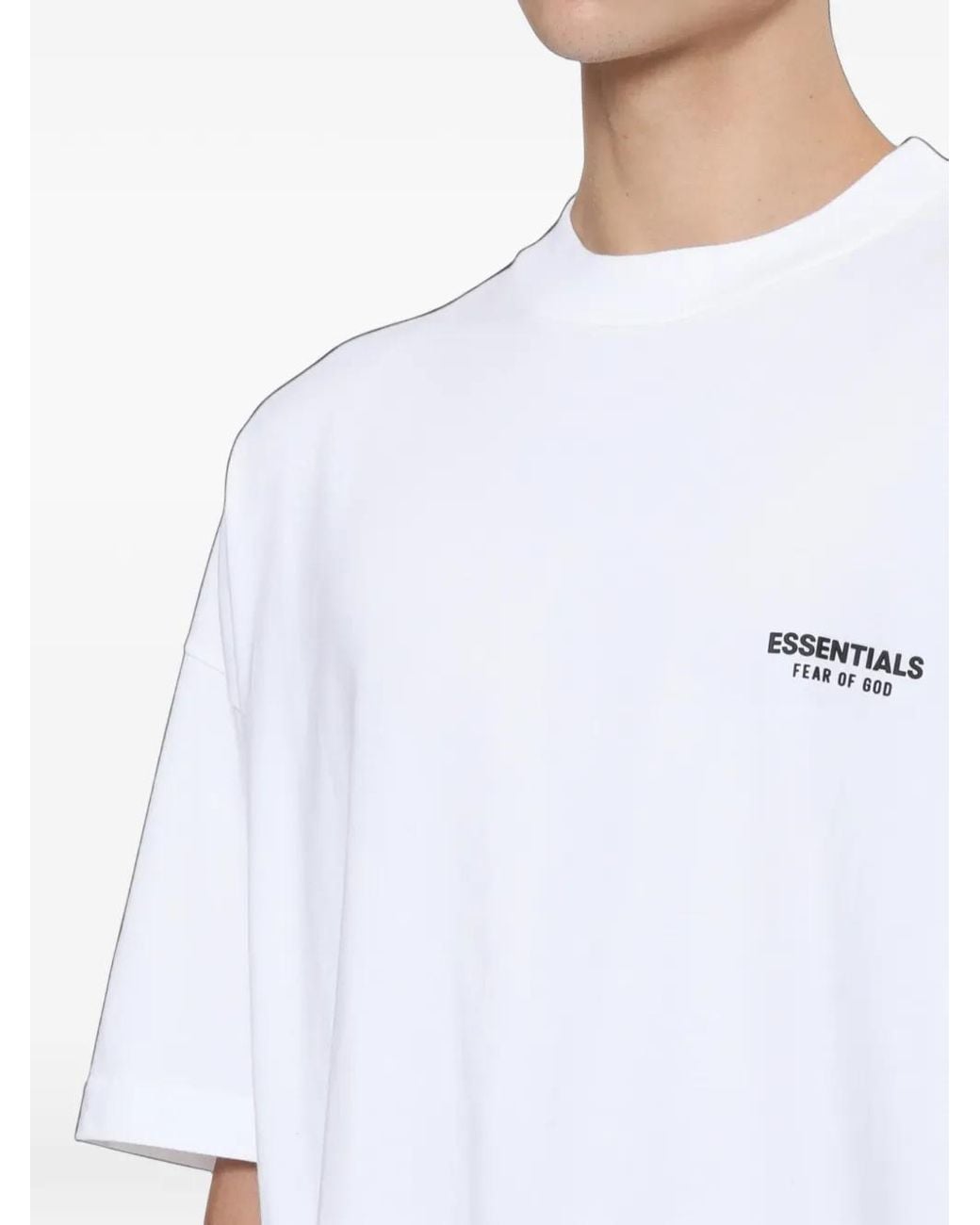 Essentials White Logo-Print T-Shirt for men
