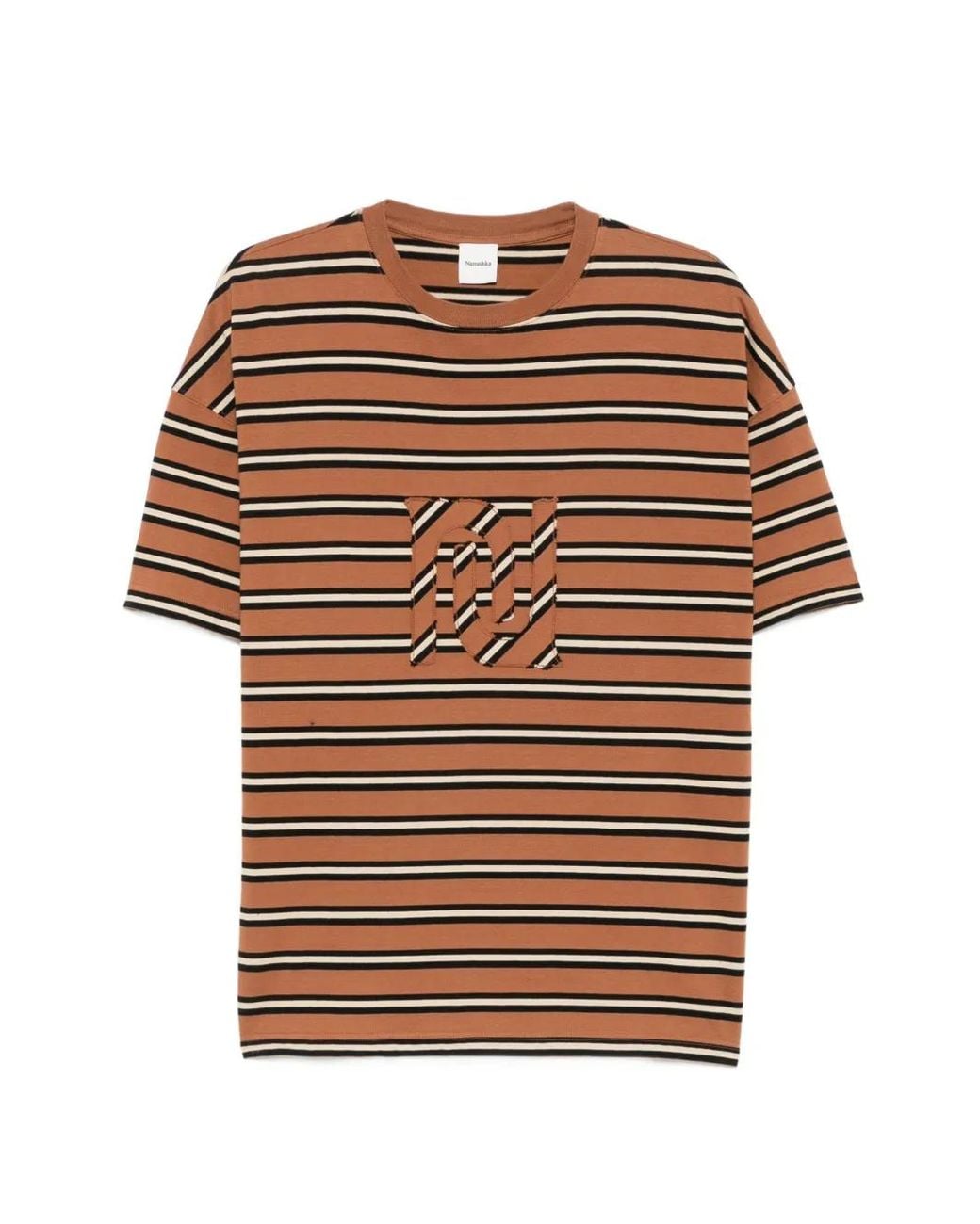 Nanushka Multicolor T-Shirt Rayé Wren À Patch Monogrammé