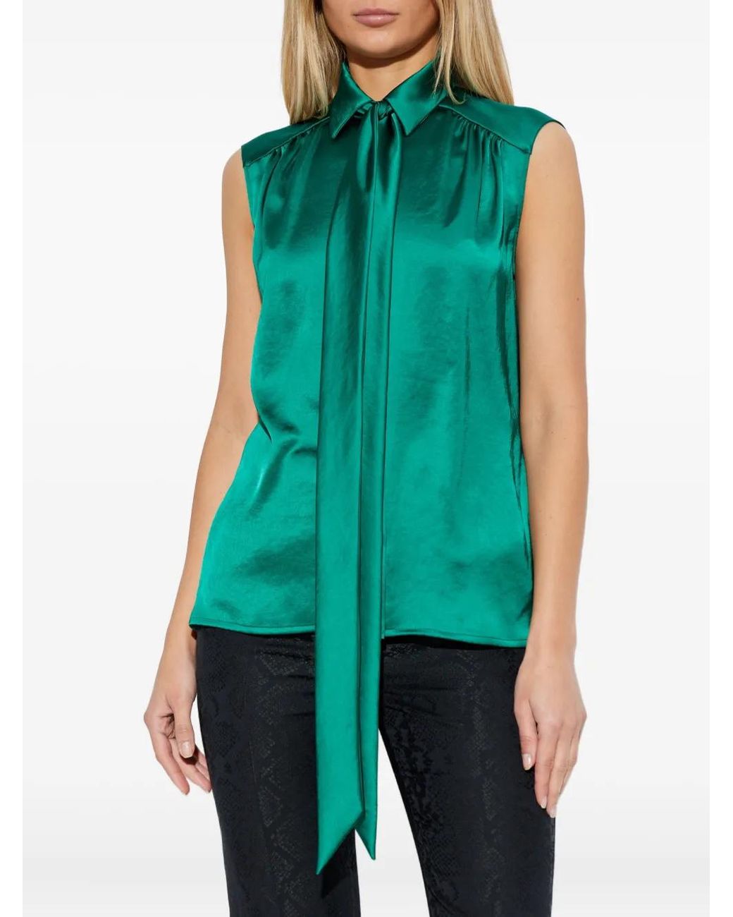 Versace Green Top With Decorative Tie