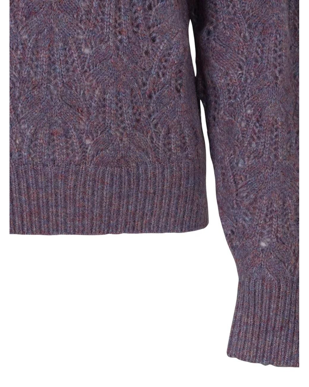 Isabel Marant Purple Openwork Knitted Sweater