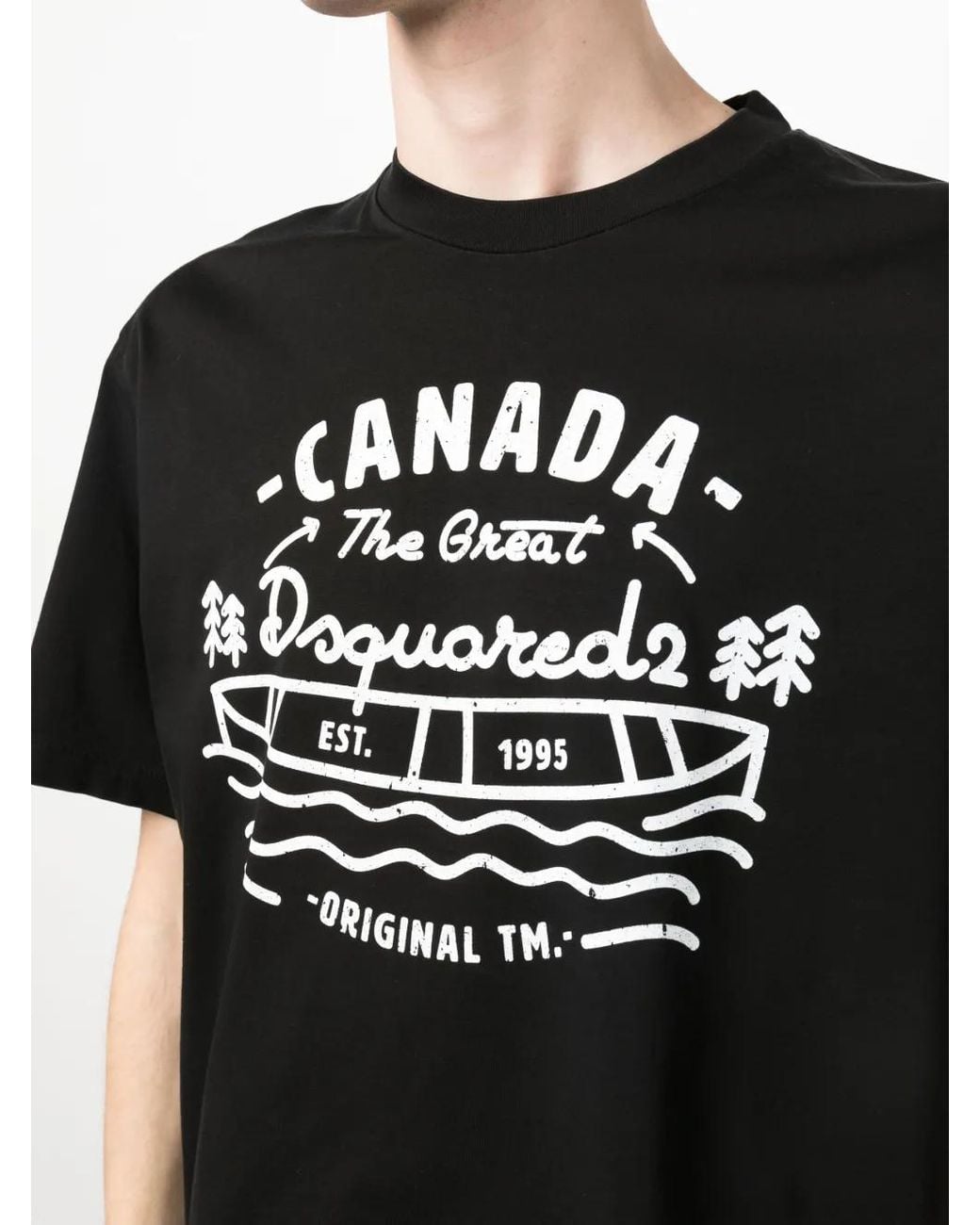 DSquared² Black Logo-Print Cotton T-Shirt for men